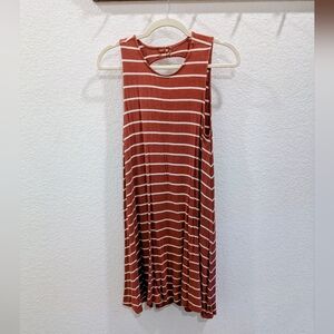 American Eagle Rust and White Striped Swing Dress